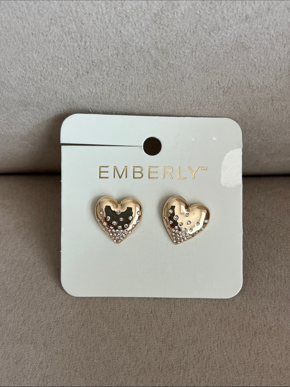 NWT Kohl’s Emberly Gold Heart Stud Earrings with Crystal Accents